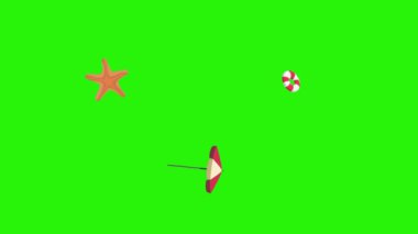 Seyahat plajı nesneleri animasyon grafik kaynak elementleri kroma anahtarı, çizgi film