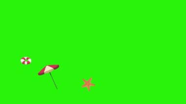 Seyahat plajı nesneleri animasyon grafik kaynak elementleri kroma anahtarı, çizgi film