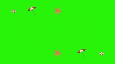 Seyahat plajı nesneleri animasyon grafik kaynak elementleri kroma anahtarı, çizgi film