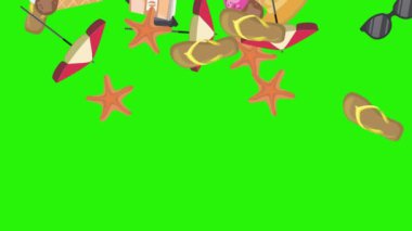 Seyahat plajı nesneleri animasyon grafik kaynak elementleri kroma anahtarı, çizgi film