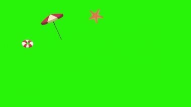 Seyahat plajı nesneleri animasyon grafik kaynak elementleri kroma anahtarı, çizgi film