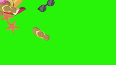 Seyahat plajı nesneleri animasyon grafik kaynak elementleri kroma anahtarı, çizgi film
