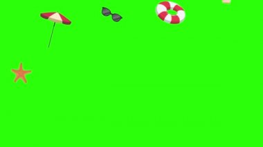 Seyahat plajı nesneleri animasyon grafik kaynak elementleri kroma anahtarı, çizgi film