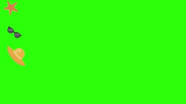 Seyahat plajı nesneleri animasyon grafik kaynak elementleri kroma anahtarı, çizgi film