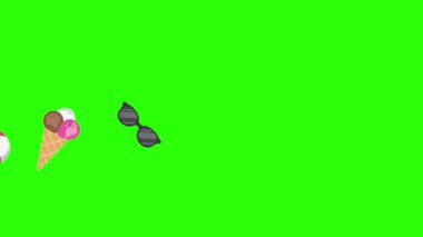 Seyahat plajı nesneleri animasyon grafik kaynak elementleri kroma anahtarı, çizgi film