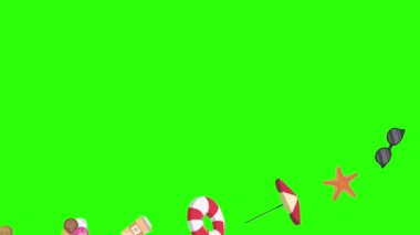 Seyahat plajı nesneleri animasyon grafik kaynak elementleri kroma anahtarı, çizgi film