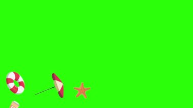 Seyahat plajı nesneleri animasyon grafik kaynak elementleri kroma anahtarı, çizgi film