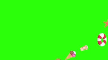 Travel beach objects animation graphic source elements chroma key, cartoon
