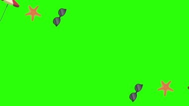 Seyahat plajı nesneleri animasyon grafik kaynak elementleri kroma anahtarı, çizgi film