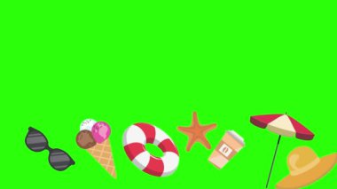 Seyahat plajı nesneleri animasyon grafik kaynak elementleri kroma anahtarı, çizgi film