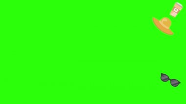 Seyahat plajı nesneleri animasyon grafik kaynak elementleri kroma anahtarı, çizgi film