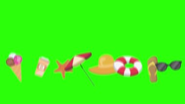Seyahat plajı nesneleri animasyon grafik kaynak elementleri kroma anahtarı, çizgi film
