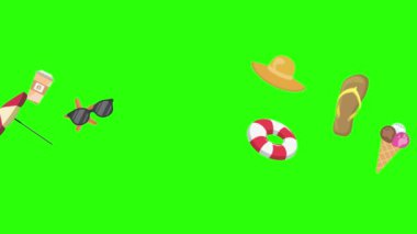 Seyahat plajı nesneleri animasyon grafik kaynak elementleri kroma anahtarı, çizgi film