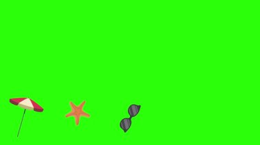 Seyahat plajı nesneleri animasyon grafik kaynak elementleri kroma anahtarı, çizgi film