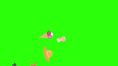 Seyahat plajı nesneleri animasyon grafik kaynak elementleri kroma anahtarı, çizgi film