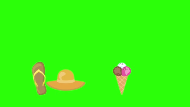 Travel Beach Objects Animation Graphic Source Elements Chroma Key Cartoon — Video Stock