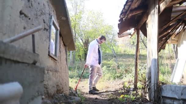 Erkek Zombi Sahnesi Harap Olmuş Bölge Korku Filmi Cadılar Bayramı — Stok video