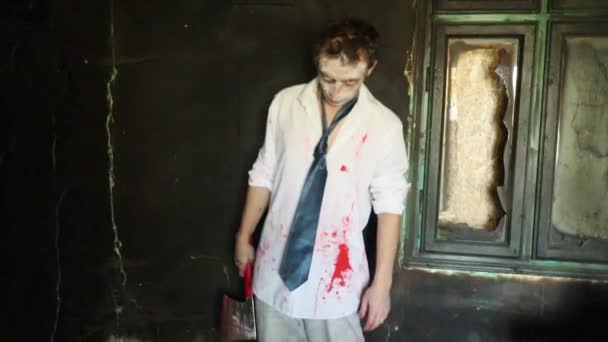 Mužská Zombie Scéna Zničená Krajina Hororová Střelba Pro Halloween Další — Stock video