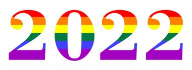 2022 yılının rakamları. LGBT renkleri. gökkuşağı numarası.