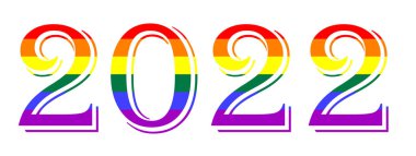2022 yılının rakamları. LGBT renkleri. gökkuşağı numarası.