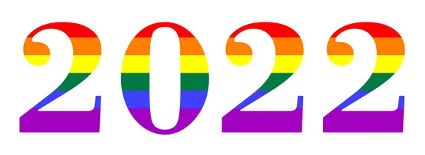 Zahlen Für Das Neue Jahr 2022 Lgbt Farben Regenbogenzahl — Stockfoto