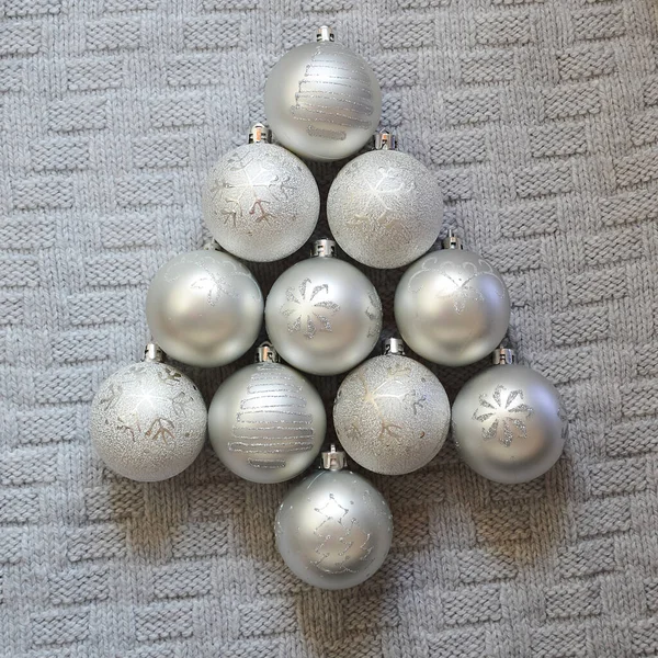 Boules Grises Forme Arbre Noël Jouets Pour Les Décorations Noël — Photo