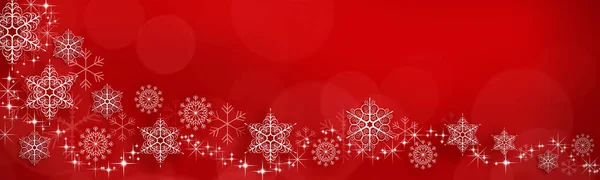 Een Spandoek Ter Voorbereiding Wintervakantie Kerstmis Nieuwjaar Sneeuwvlokken Een Rode — Stockfoto