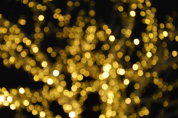 Bokeh Lights Yellow Festive Shiny Background Celebrating Merry Christmas Happy — Stock Photo, Image