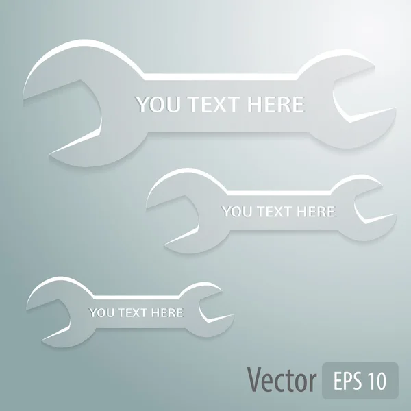 Juego de iconos de llave de papel vectorial con texto — Vector de stock