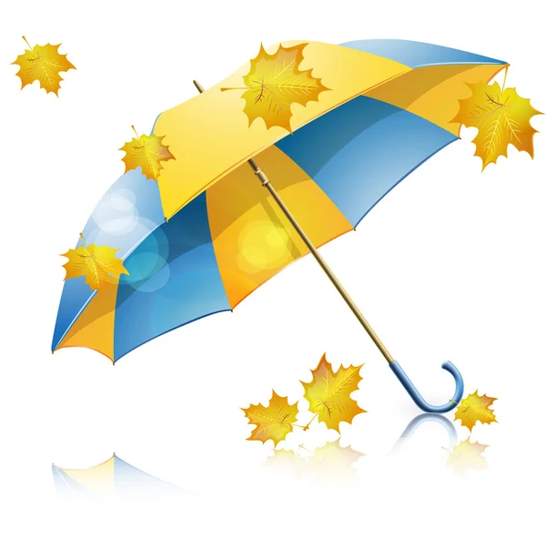 Yellow and blue umbrella — Stock Vector
