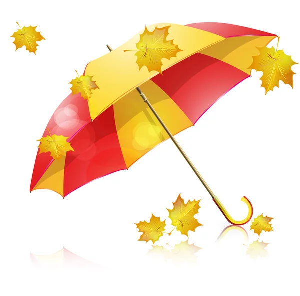 Yellow and red umbrella — Stock Vector