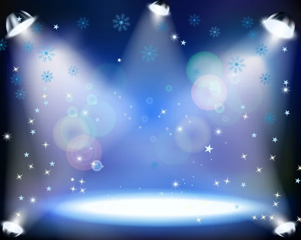 Concert de Noël avec projecteurs et truwflakes — Image vectorielle