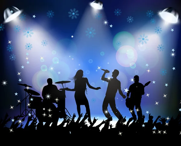 Insanlar Noel konserinde dans — Stok Vektör