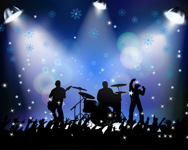 People dancing at a Christmas concert — Stock Vector