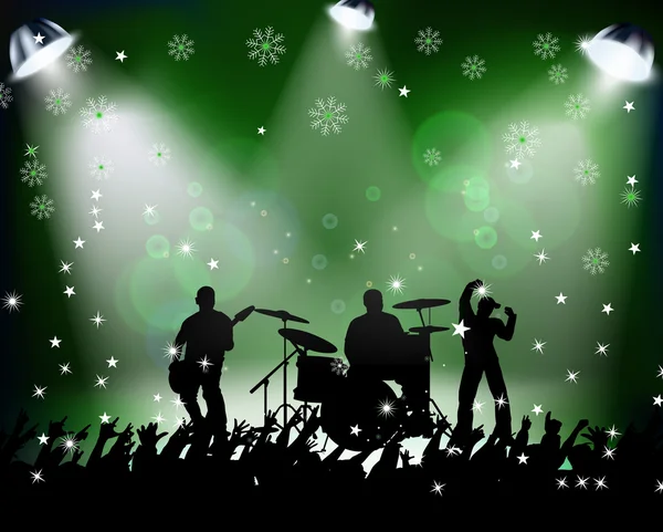 Gente bailando en un concierto de Navidad — Vector de stock