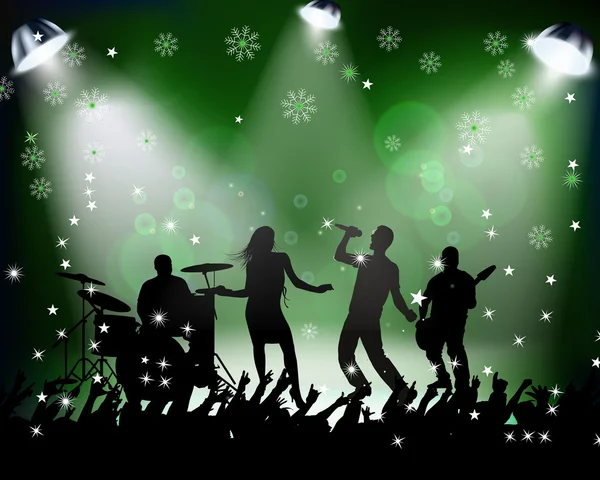 Mensen dansen op een kerstconcert — Stockvector