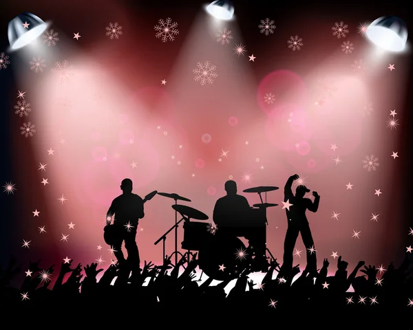 Gente bailando en un concierto de Navidad — Vector de stock