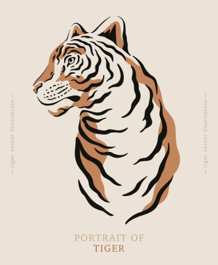 Siluet kaplan çizimi. 2022 'nin sembolü. Modern tarz ve moda renklerin Çin burcunun sembolü. Kutlama kartları için vektör kaplan ve mutlu yıllar posteri.