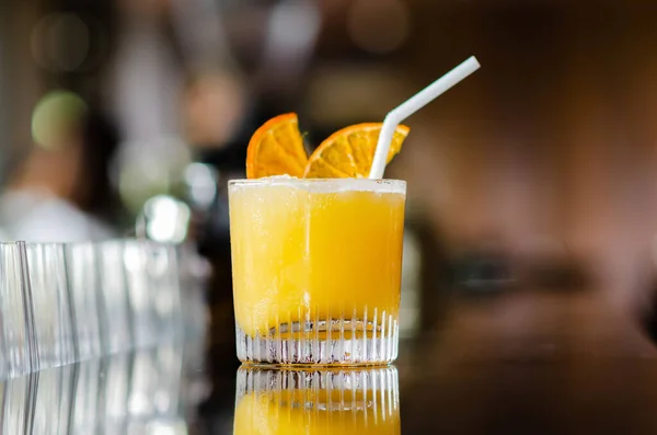 Glass Orange Cocktail Puts Table Bar Holiday Summer Drink Concept Telifsiz Stok Fotoğraflar