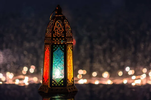 Lucerna Světly Zdobení Pro Islámský Nový Rok Dát Okno Kapkou Stock Snímky