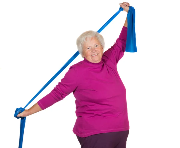 Happy overweight senior exercising — Stock Photo, Image