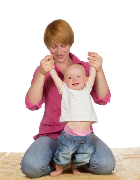 Cute baby learning to walk — Stock Photo, Image