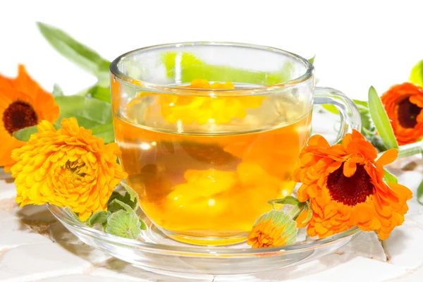 Herbal tea made from Calendula officinalus — Stock Photo, Image