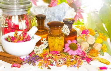 Naturopathy and aromatherapy still life clipart