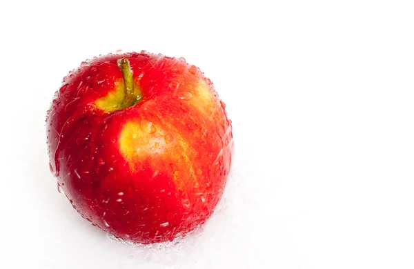 Червоне яблуко в краплі дощу — стокове фото