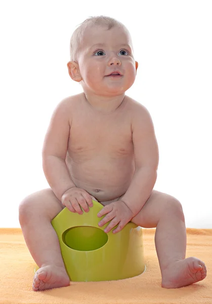 Bambino ragazzo sul vasino — Foto Stock