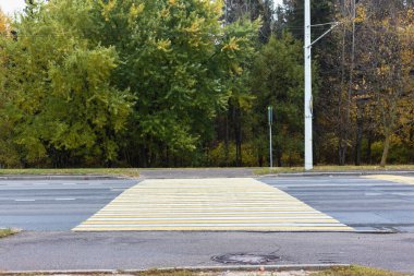 Sarı - yaya geçidi boyunca beyaz yaya geçidi