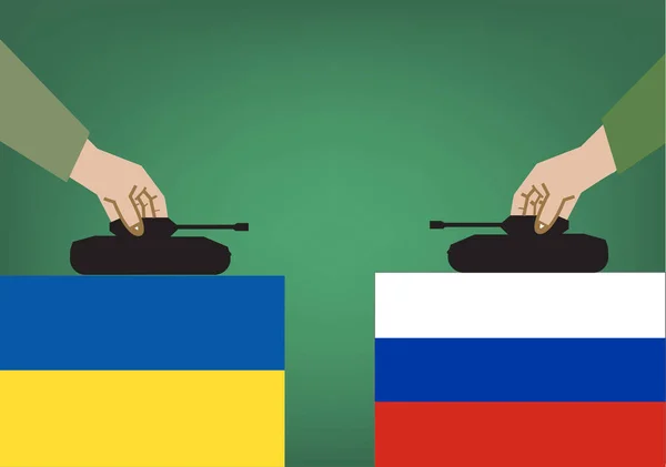 Affrontement Militaire Entre Russie Ukraine Sur Les Drapeaux Chaque Pays — Image vectorielle