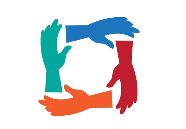 Renkli Eller Çerçeve Oluşturuyor Grup Veya Takım Çalışması Kavramı — Stok Vektör