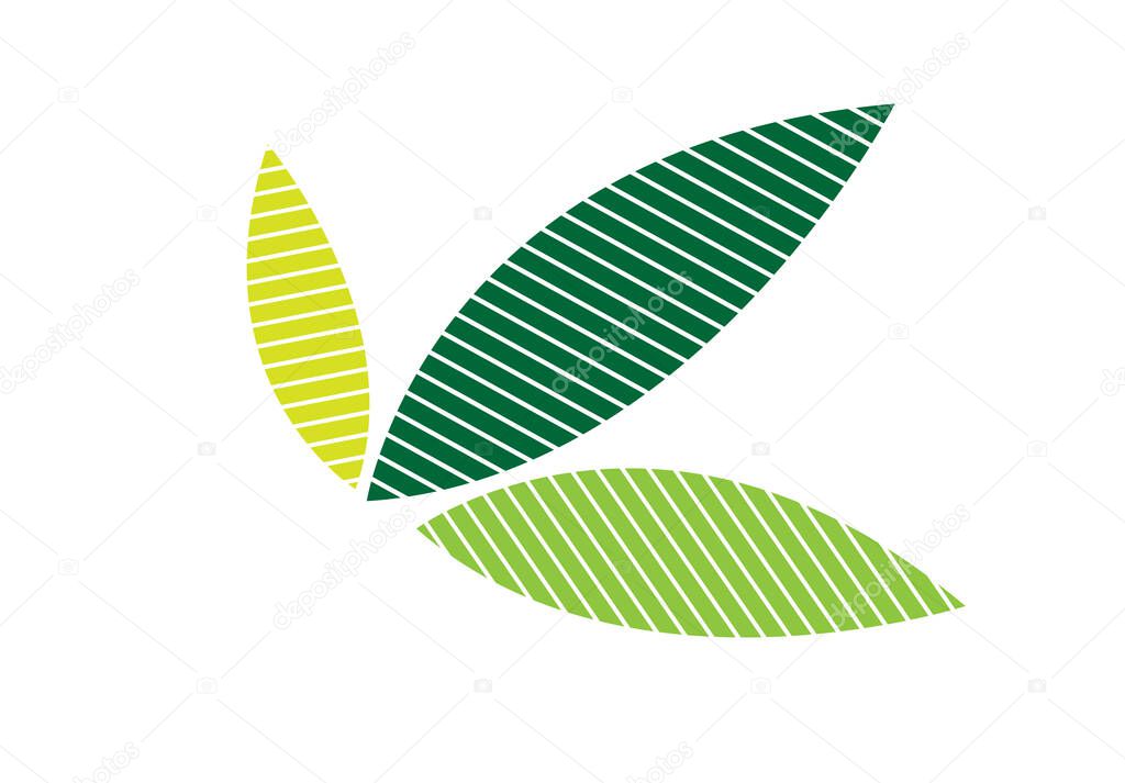 Three leaves in different colors. Editable Clip Art.